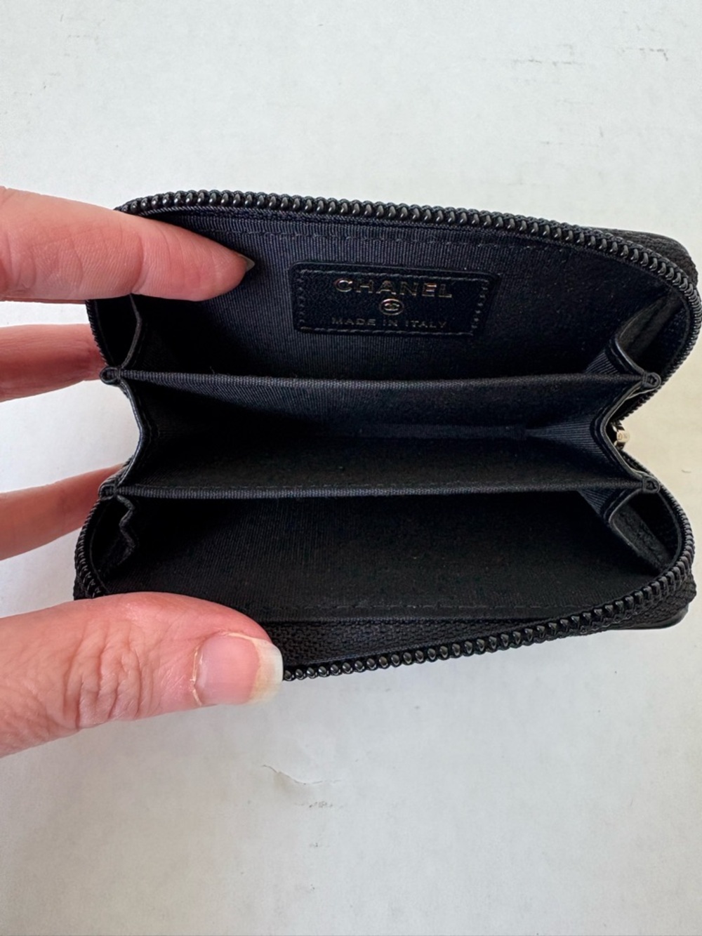 Chanel Black Leather Boy Zippered Coin Purse Card Holder Wallet Quilted Lambskin - Picture 8 of 10